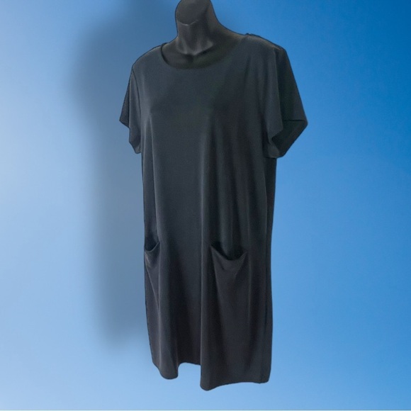 Tahari T-shirt Dress with Pockets Charcoal Grey Size X-Large - Picture 2 of 14